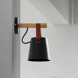 Applique Murale Bois Et Cuir Noire